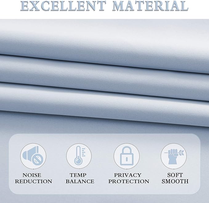 Light Blue Draperies Curtains for Kids Room, Small Window Treatment Thermal - Image 3