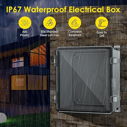 Waterproof Electrical Junction Box, IP67 Plastic Weatherproof Outdoor WiFi - Image 2