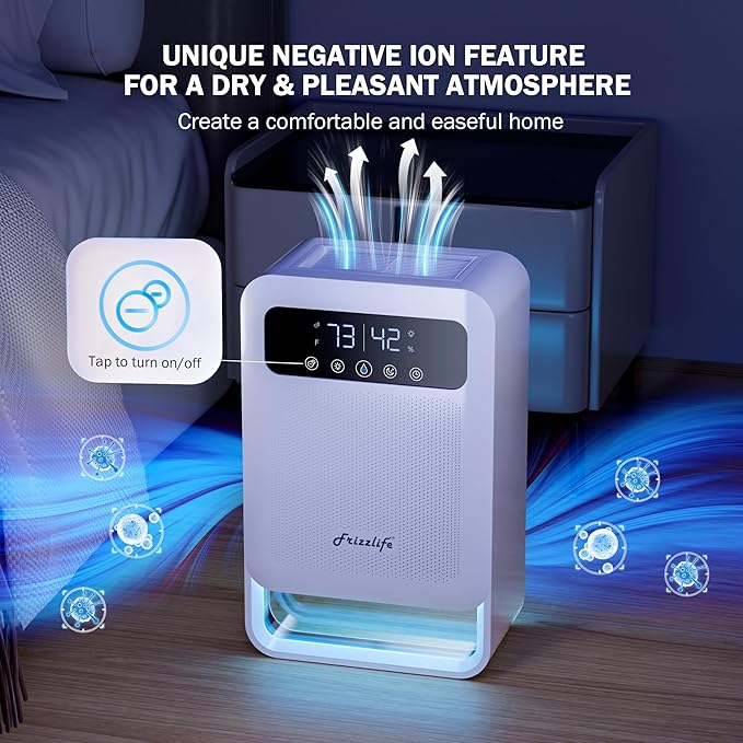 Frizzlife DH80 Air Dehumidifier, 135oz Water Tank W/Purifying Function - Image 4