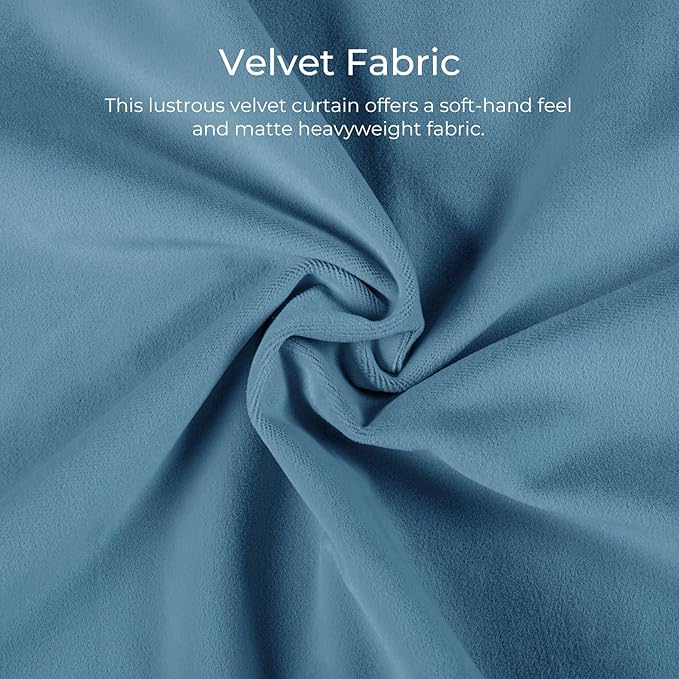 TWOPAGES Luxury Velvet Curtain Pinch Pleated Sky Blue Curtain 96 inch Long - Image 3