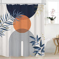 Navy Blue Boho Shower Curtain 60Wx72H Modern Abstract Bohemian Blue Gold Leaves by MitpokBrand