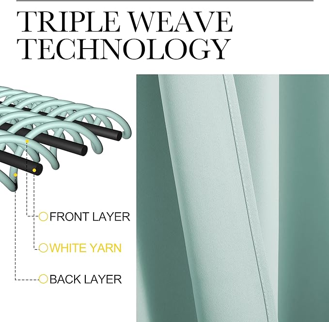 NICETOWN Blackout Curtains for Living Curtains, Aqua Blue, 1 Pair, 34-inch W x - Image 3