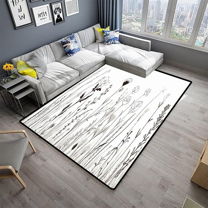 Wild Flowers on The Field Area Rug: Printing Patterns Non-Slip - Image 2