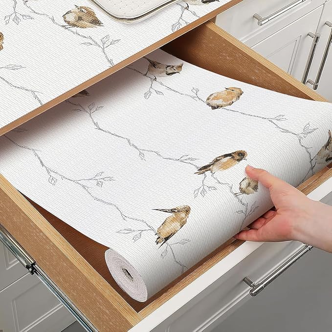 Shelf Liner for Kitchen Cabinets Non Adhesive Drawer Liner, Cabinet Liner for by Quttisay