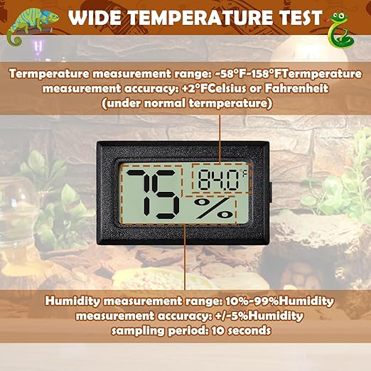Reptile Thermometer and Humidity Gauge, Bearded Dragon Tank Accessories - Image 2