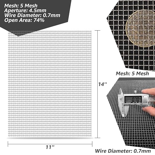 AMZDEPOT 2 Pack 12"x24" Wire Mesh, 5 Mesh Crimped Stainless Steel Mesh - Image 2