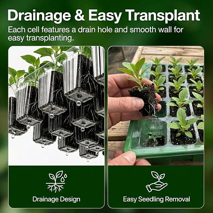 Gardzen 5 Pack BPA Free Seed Starter Tray Kit, 40 Cell Reusable Seedling Trays - Image 4