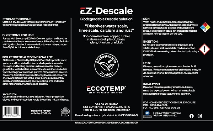 Eccotemp EZ-Flush Kit Descaling Solution, 32 oz. - Image 2