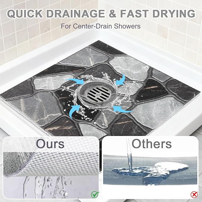 Square Shower Mat Non Slip: 24x24 Inch Extra Large Shower Mats - Image 4