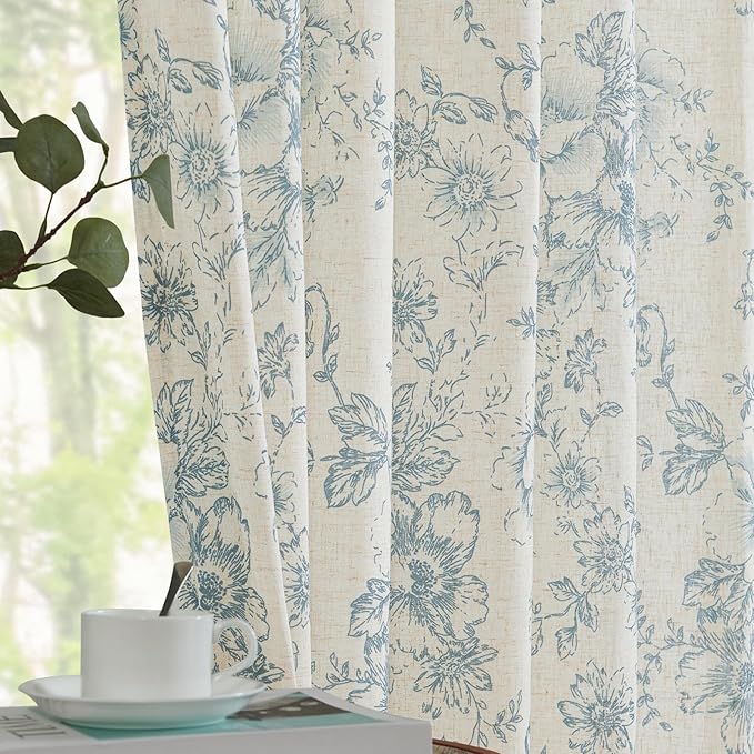 jinchan Linen Floral Curtains Extra Wide - Image 6