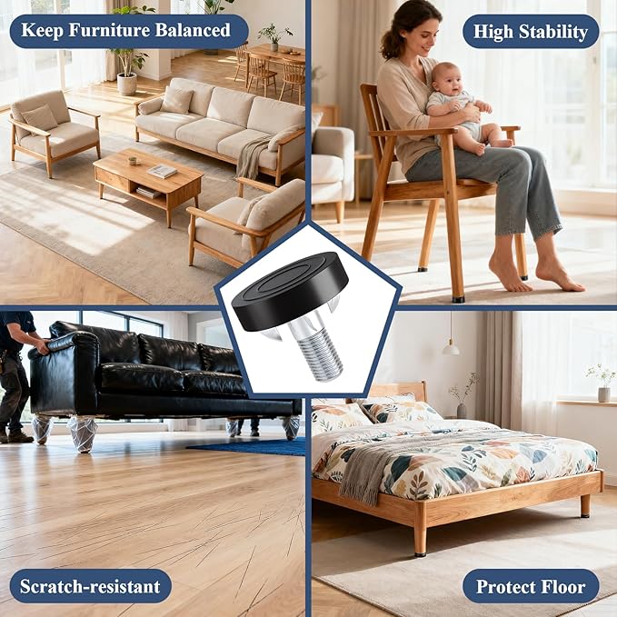 Adjustable Leveling Feet: T-Nuts & Floor Protectors, Chairs on - Image 6