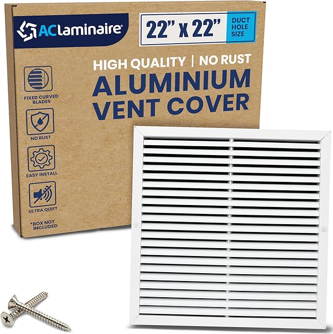 22x22 Inch Air Return Vent Cover Decorative – Premium Aluminum AC Vent Cover by LAMINAIRE