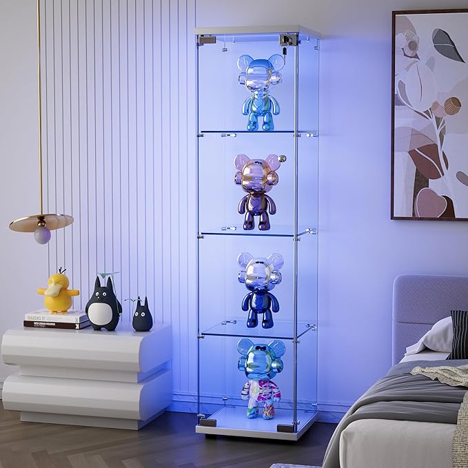 Yoluckea 4 Shelves Glass Display Cabinet - Image 7