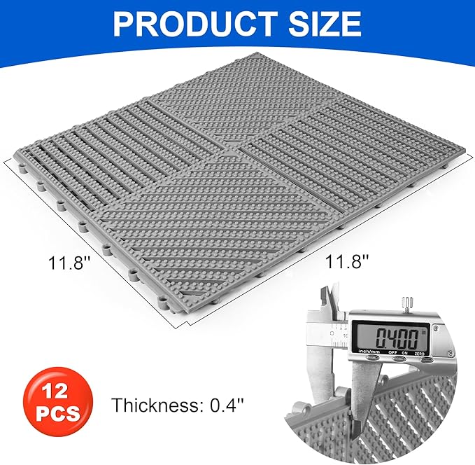 MYFAMIREA Modular Interlocking Cushion 12 Pack 11.8" x 11.8" Rubber Floor Tiles - Image 2