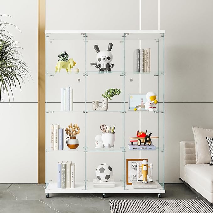 Yoluckea 4 Shelves Glass Display Cabinet Extra Large, Curio Collection Glass - Image 4