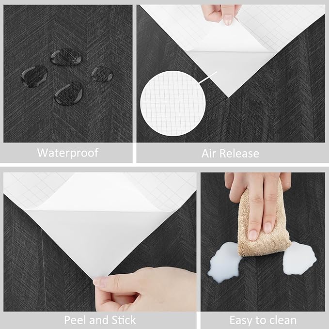 WESTICK Large Grey/Black Wood Contact Paper Peel and Stick Countertops Covering - Image 7