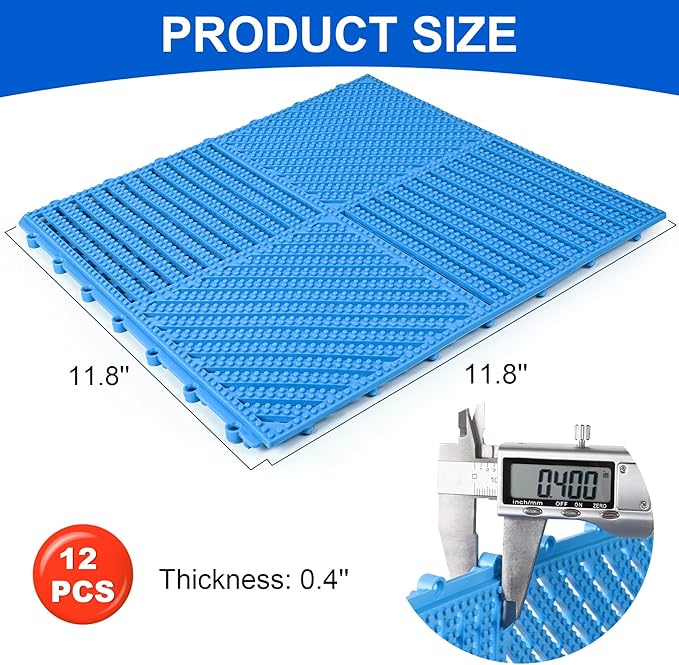 MYFAMIREA Modular Interlocking Cushion 12 Pack 11.8" x 11.8" Rubber Floor Tiles - Image 2