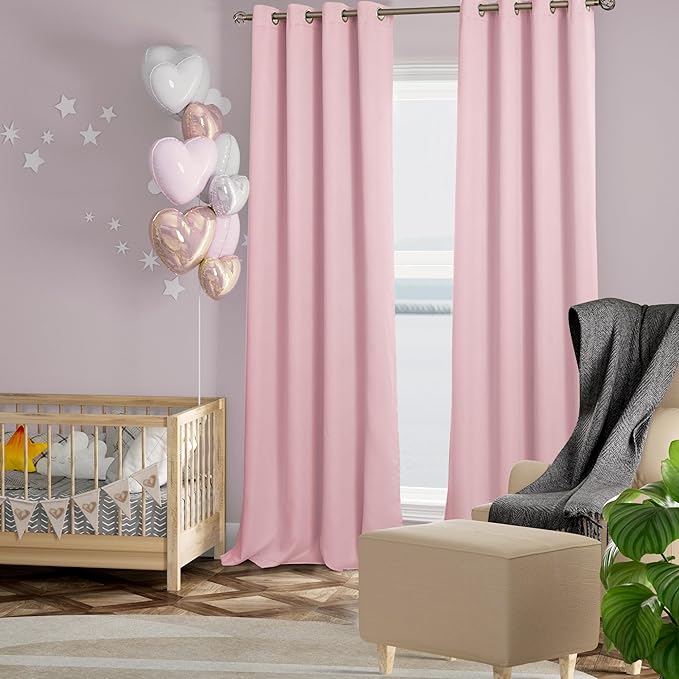 BGment Baby Pink 100% Blackout Curtains - Image 2
