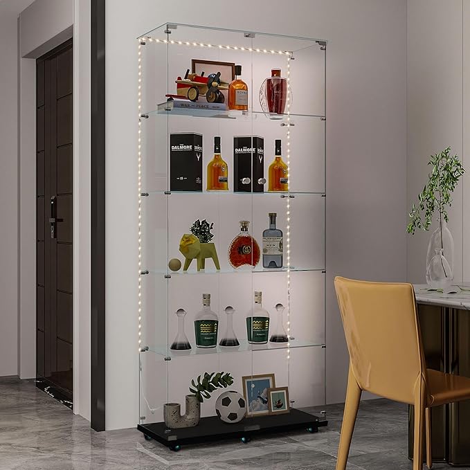 Yoluckea 5 Tiers Glass Display Cabinet - Image 6