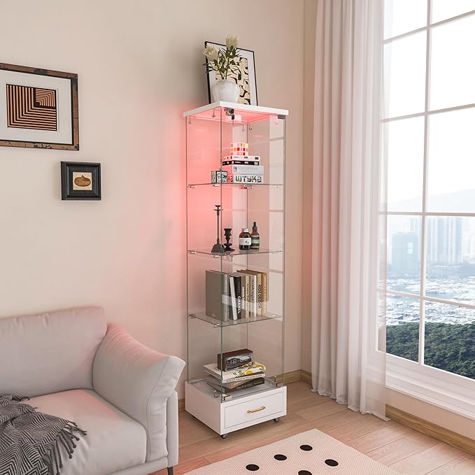 Yoluckea 4-Tier Glass Display Cabinet - Image 9