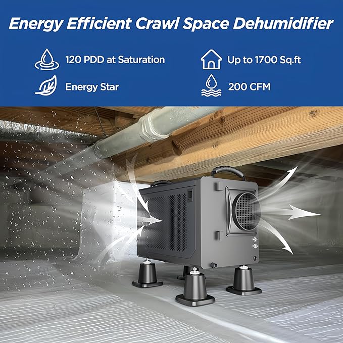 120 Pint Crawl Space Dehumidifier Commercial Energy Star Efficient Certified - Image 2