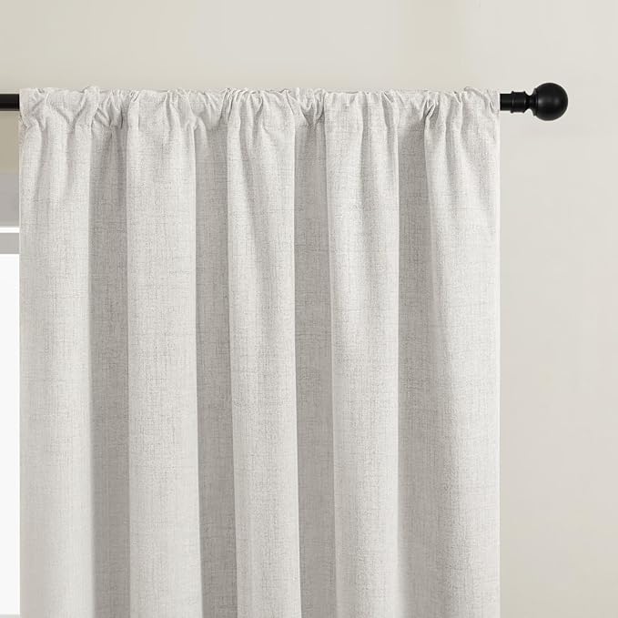 CUCRAF Linen 100% Blackout Curtains 108 Inch Length 2 Panels Set, Back Tab and - Image 8