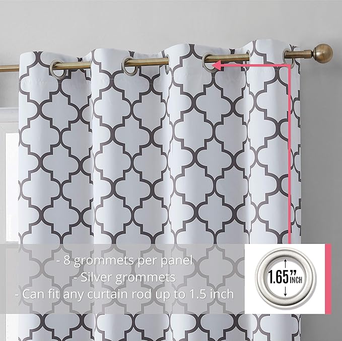 HLC.ME Lattice White and Grey Curtains - Image 2