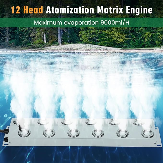 Ultrasonic Mist Maker Fogger 12 Head, 110V 400W Power Water Proof Ultrasonic - Image 2