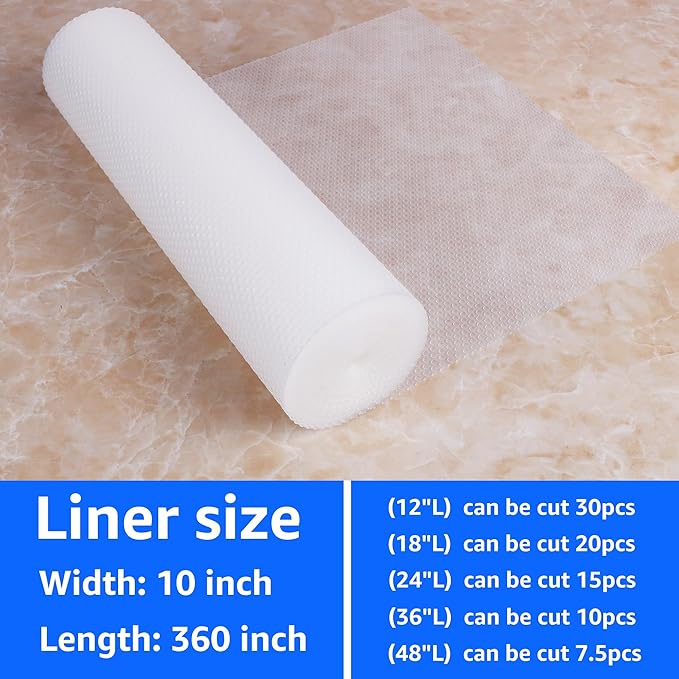 PABUSIOR Shelf Liner 10 inch Wide Clear: Transparent Easy to Cut Drawer Liners - Image 9