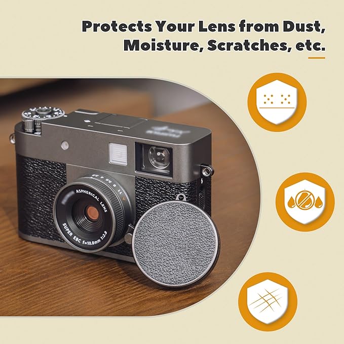 Leather Texture Lens Cap for Fuji X Half, Aluminum Anti-Dust Anti-Scratches - Image 3