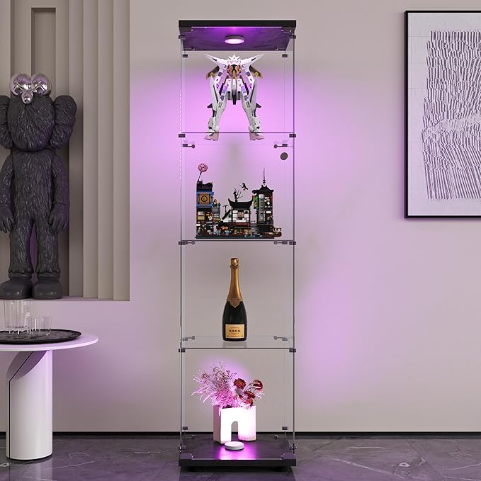 Yoluckea 4 Shelves Glass Display Cabinet - Image 3