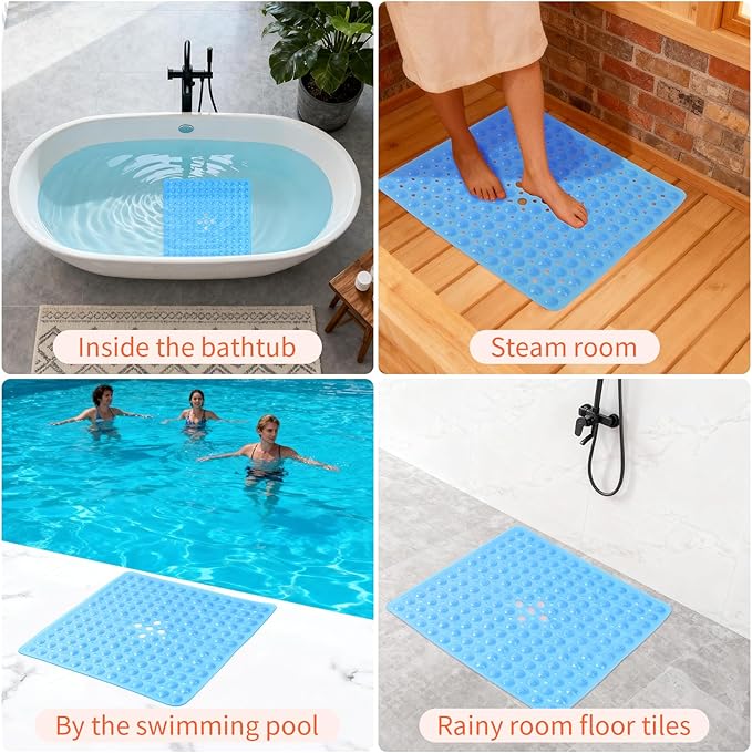 Anti-Slip Bathtub Shower mat, 20.8×20.8（Approximately 53×53cm） inch Soft - Image 7