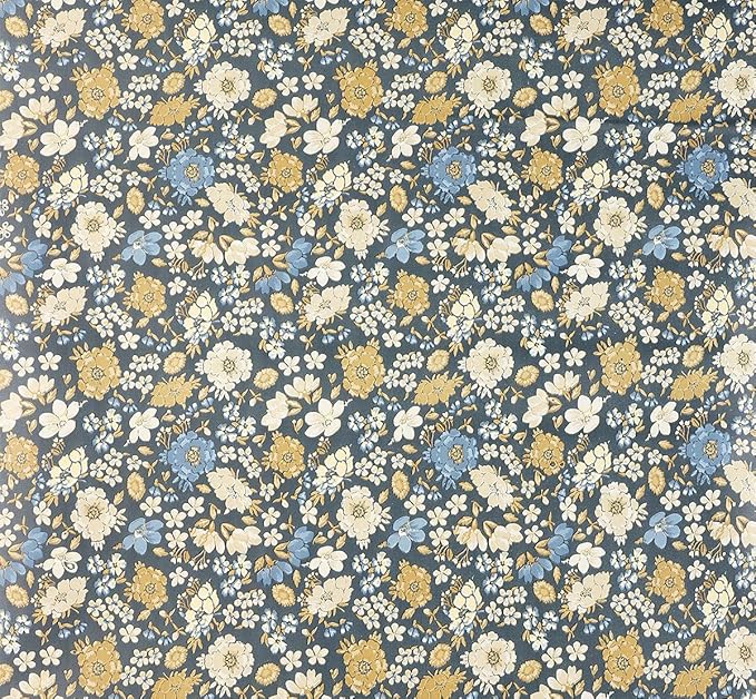 Self Adhesive 70's Vintage Dark Floral Shelf Liner Contact Paper Peel and Stick by Unknown