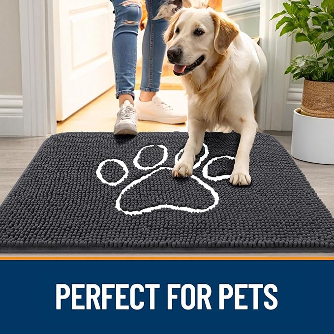 OLANLY Dog Door Mat for Muddy Paws 44x32, Paw Print Design, Absorbs Moisture - Image 6
