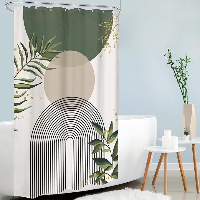 Stall Small Boho Shower Curtain 48Wx72H Rv Sage Green Modern Bohemian Abstract - Image 2