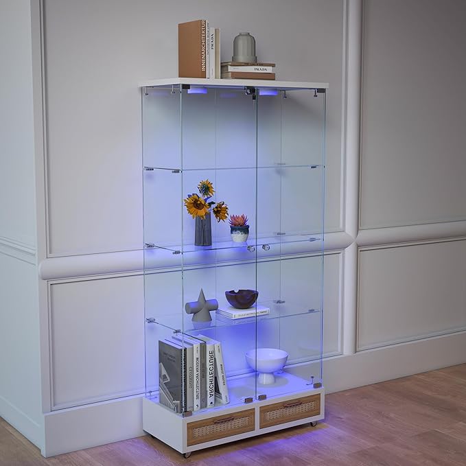Yoluckea 4-Tier Glass Display Cabinet - Image 8