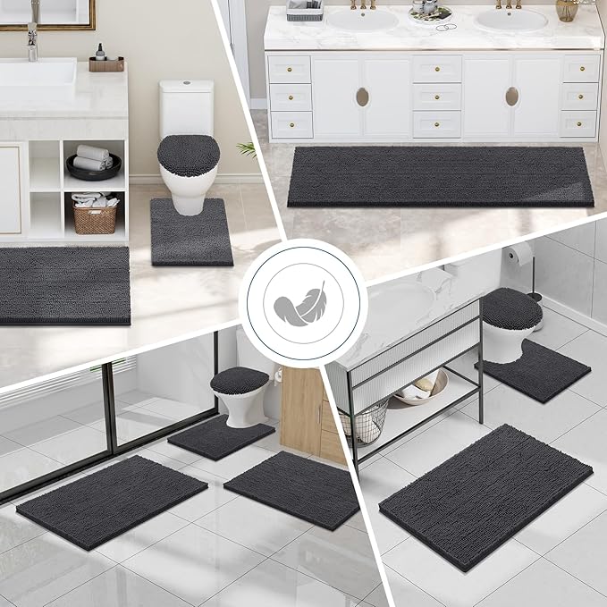 Smiry Luxury Chenille Bathroom Rugs 48x32, Extra Soft and Absorbent Shaggy Bath - Image 7