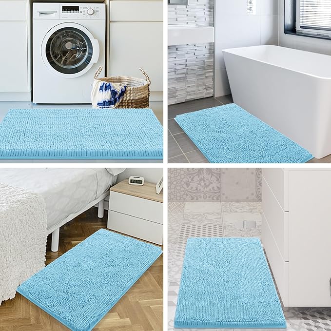 Smiry Luxury Chenille Bathroom Rugs 59x24, Extra Soft and Absorbent Shaggy Bath - Image 9