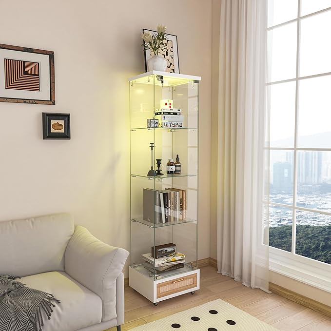 Yoluckea 4-Tier Glass Display Cabinet - Image 7