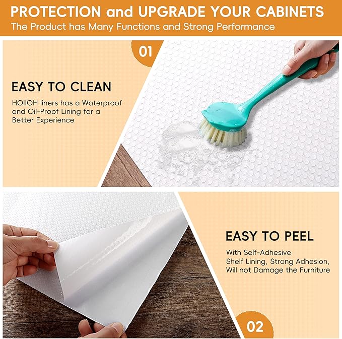 White Cabinet Liner Roll, Peel and Stick Non Slip Shelf Liner 15.7" x 13 FT - Image 3