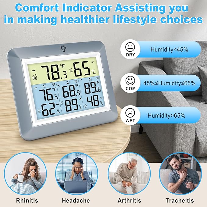 Urageuxy Weather Station Wireless Indoor Outdoor Thermometer - Image 3