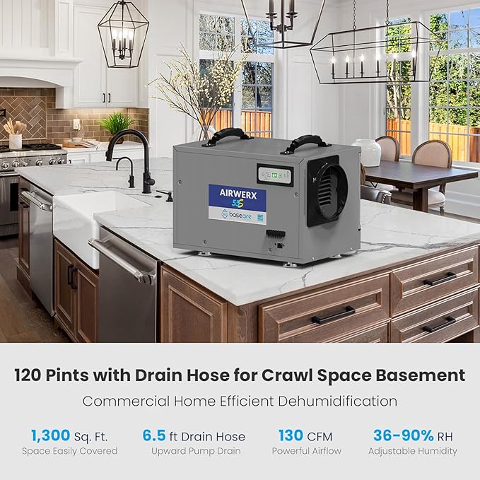 BaseAire 120 Pints Crawl Space Dehumidifier - Image 2