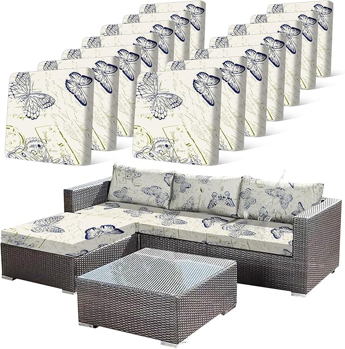 14pcs Outdoor Printed Sofa Seat Cushion Covers Strechable, Waterproof Elastic by CALBODE
