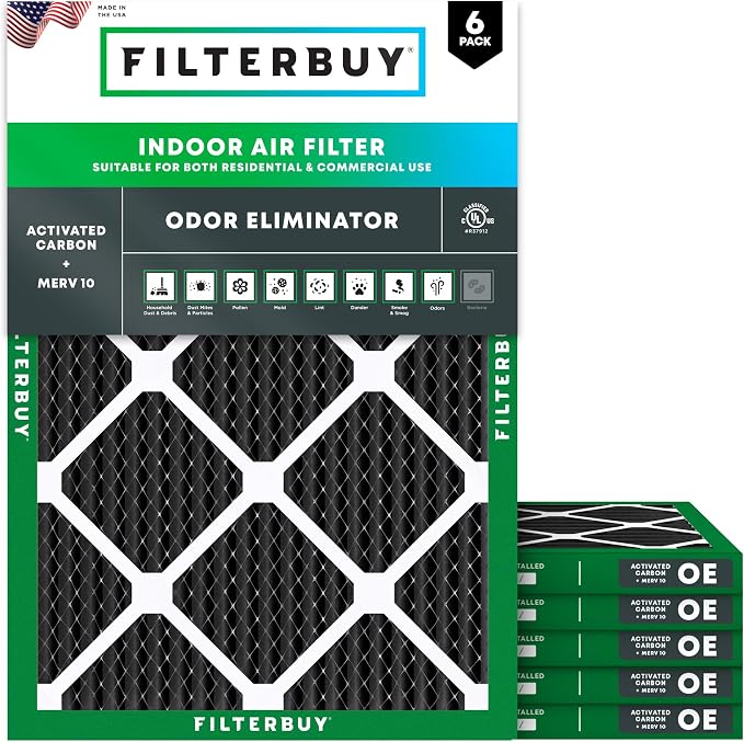Filterbuy 18x25x1 Air Filter MERV 10 Odor & Allergy Defense by Filterbuy