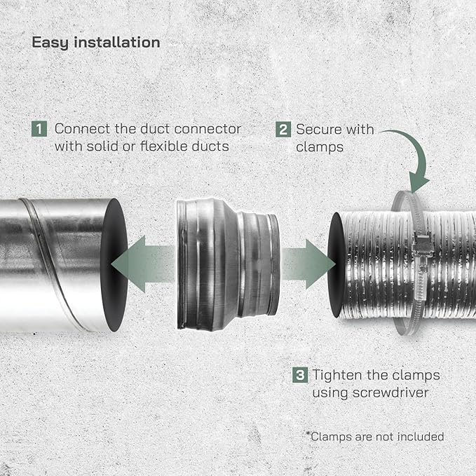 Vent Systems 5" inch to 4" inch Duct Reducer Adapter Connector Fitting Pipe - Image 3