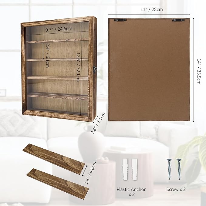 11x14 Shadow Box Frame with Removable Shelves, Collectible Display Shelves Case - Image 7