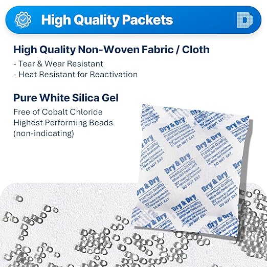 Dry & Dry 100 Gram Premium Pure & Safe Silica Gel Desiccant Packets - Image 2