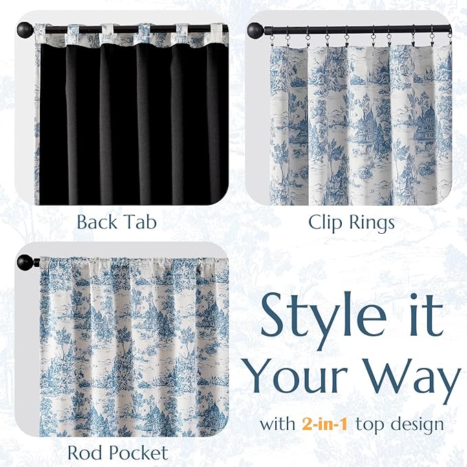 jinchan 95% Blackout Toile Curtains - Image 5