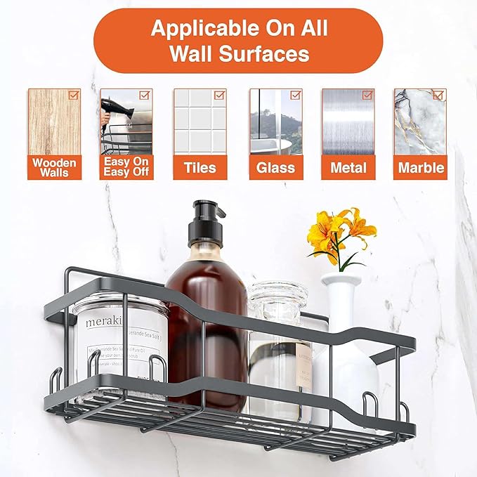 Shower Caddy Bathroom Shelves, The Athena Silken 4 Set, 40LB Capacity, Adhesive - Image 2