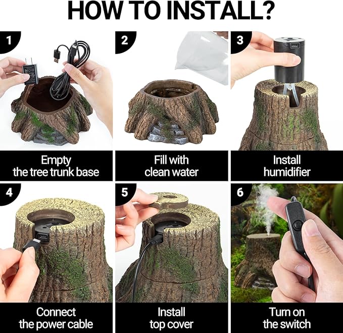 REPTIZOO Reptile Humidifier Fogger, Tree Trunk Humidifier - Image 7